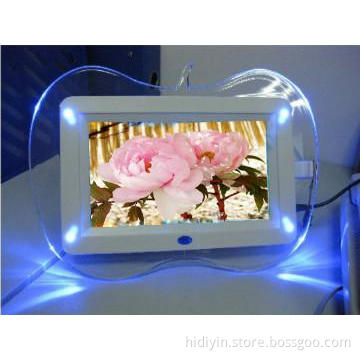 2014 new hotsales 7 inch digital photo frame with 4 pcs blue LED light